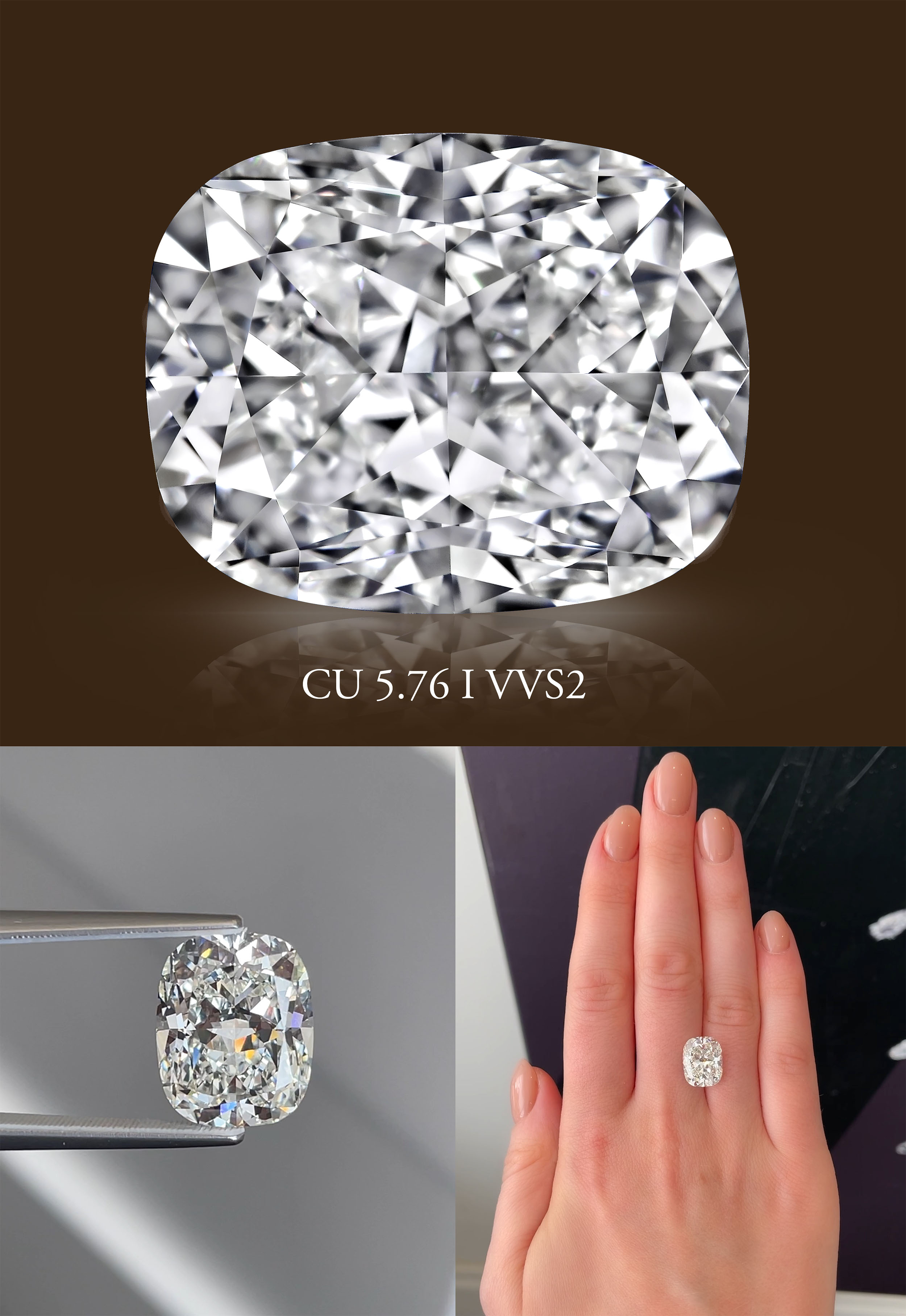 Бриллиант Кушон 5.76 крт