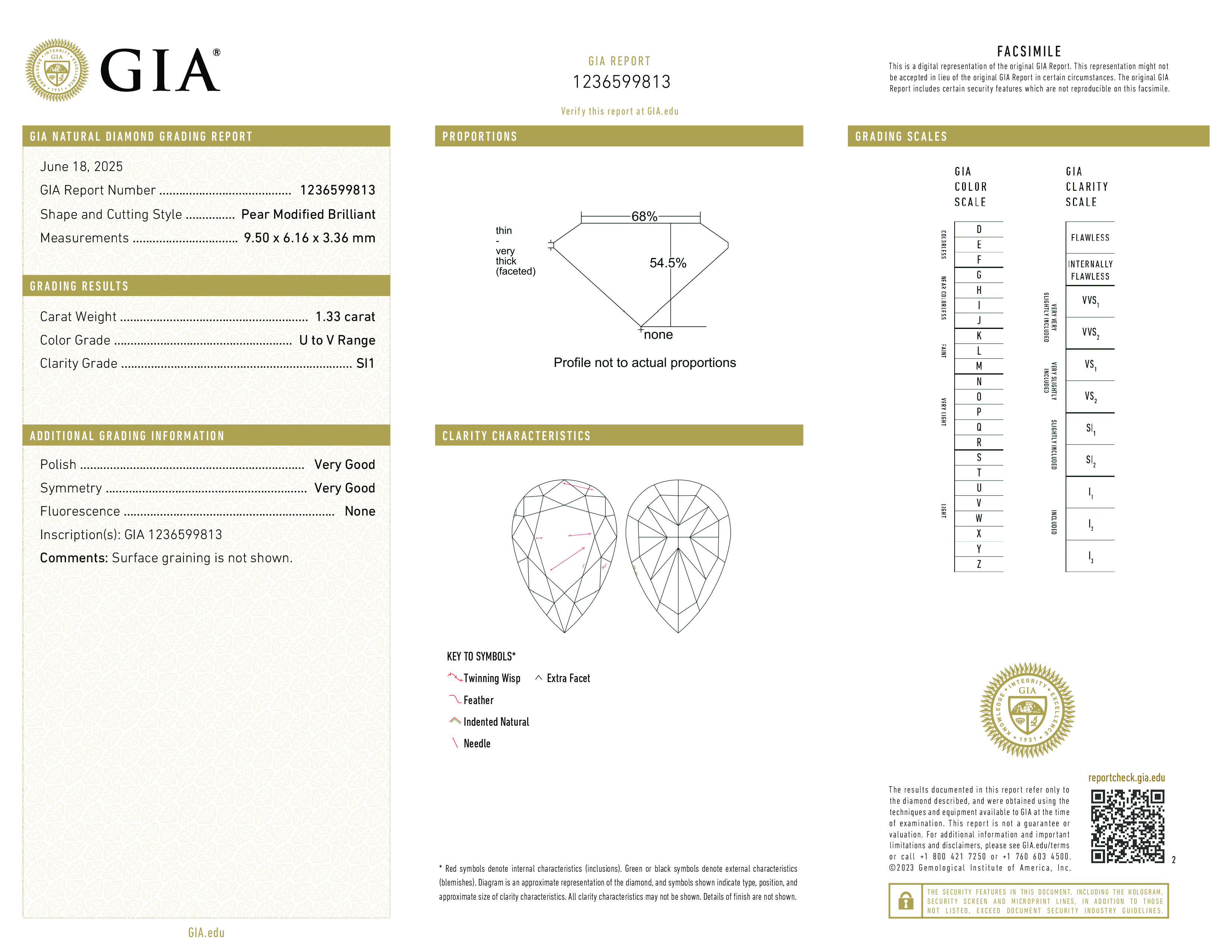 Бриллиант Груша 1.33 крт