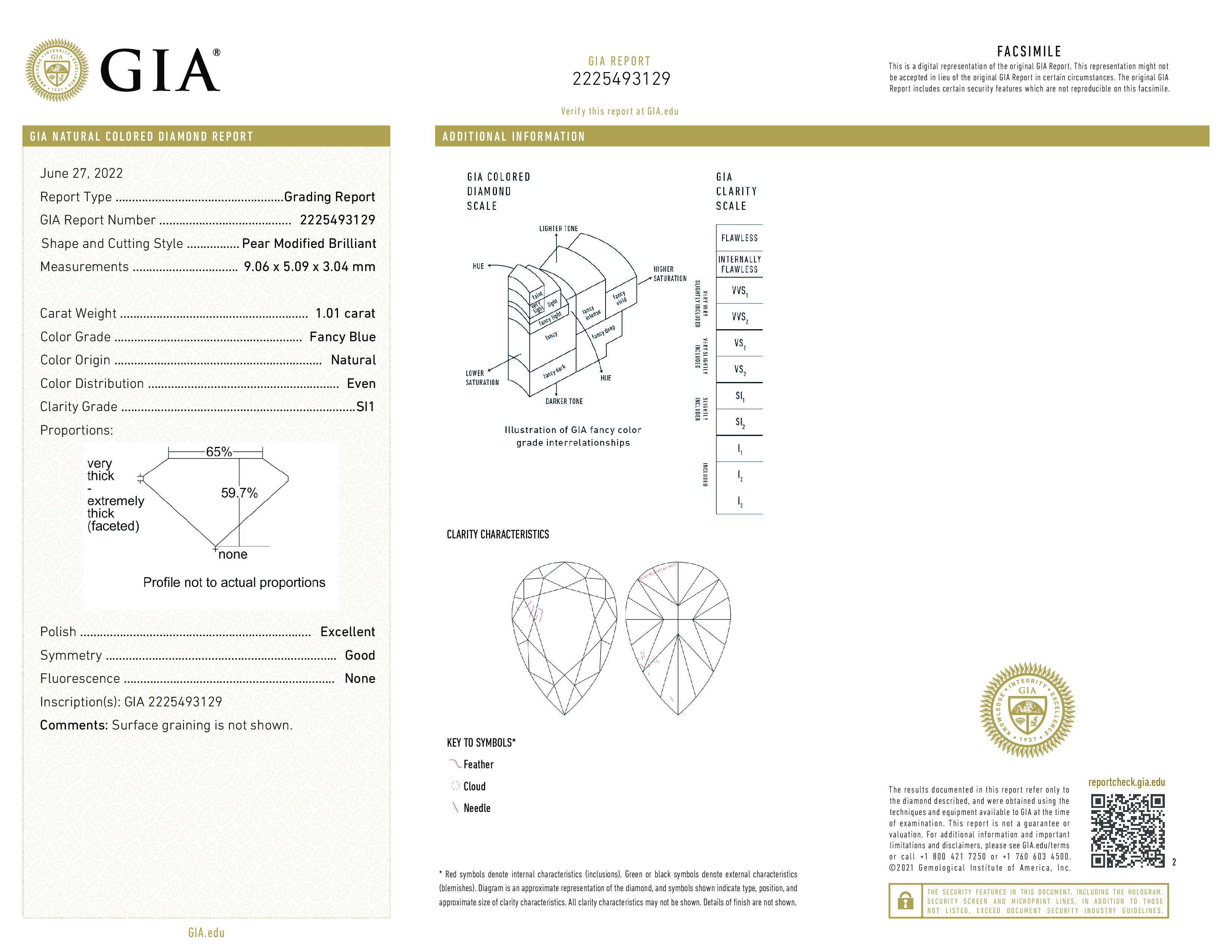 Бриллиант Груша 1.01 крт