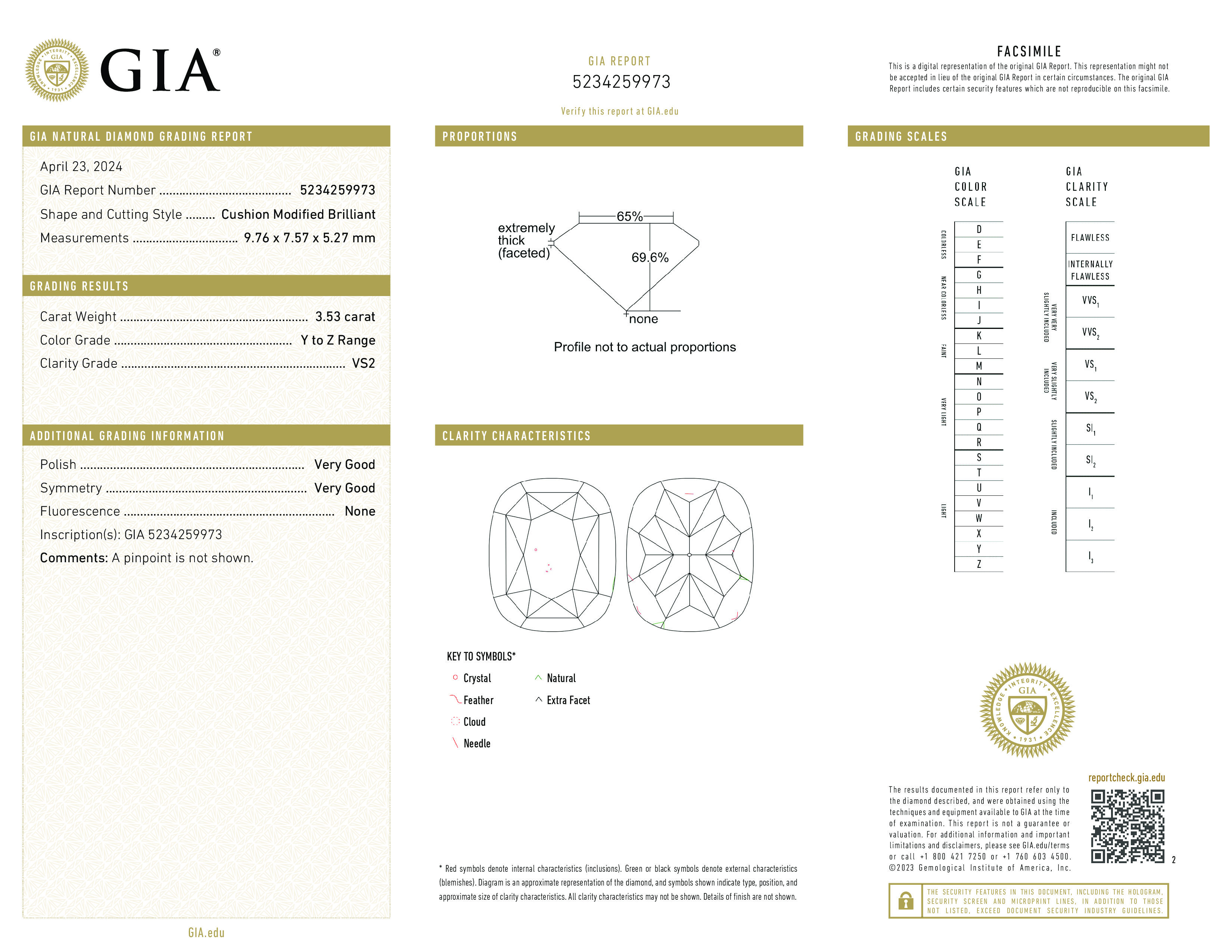 Бриллиант Кушон 3.53 крт